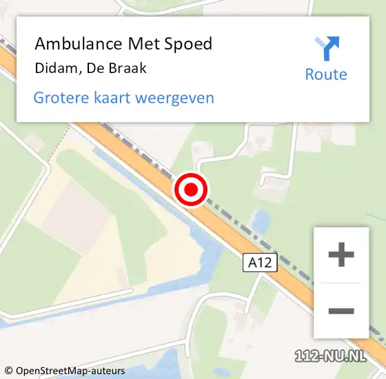 Locatie op kaart van de 112 melding: Ambulance Met Spoed Naar Didam, De Braak op 4 oktober 2014 12:47