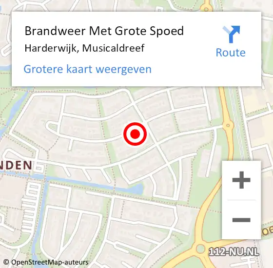 Locatie op kaart van de 112 melding: Brandweer Met Grote Spoed Naar Harderwijk, Musicaldreef op 2 mei 2024 11:27