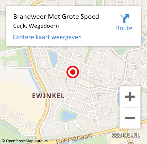 Locatie op kaart van de 112 melding: Brandweer Met Grote Spoed Naar Cuijk, Wegedoorn op 2 mei 2024 11:40