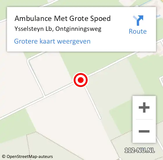 Locatie op kaart van de 112 melding: Ambulance Met Grote Spoed Naar Ysselsteyn Lb, Ontginningsweg op 4 oktober 2014 12:50