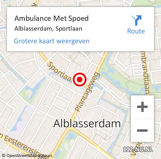 Locatie op kaart van de 112 melding: Ambulance Met Spoed Naar Alblasserdam, Sportlaan op 2 mei 2024 11:52