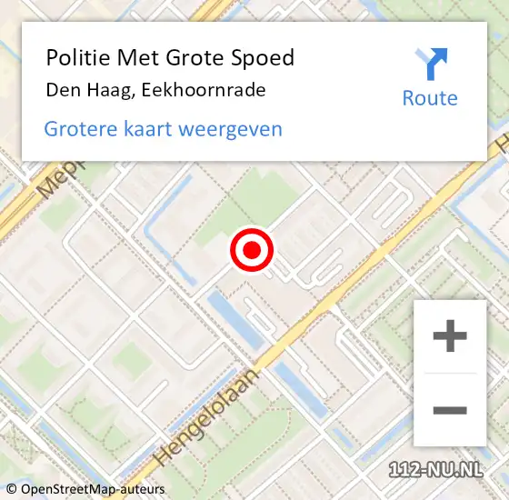 Locatie op kaart van de 112 melding: Politie Met Grote Spoed Naar Den Haag, Eekhoornrade op 2 mei 2024 11:57