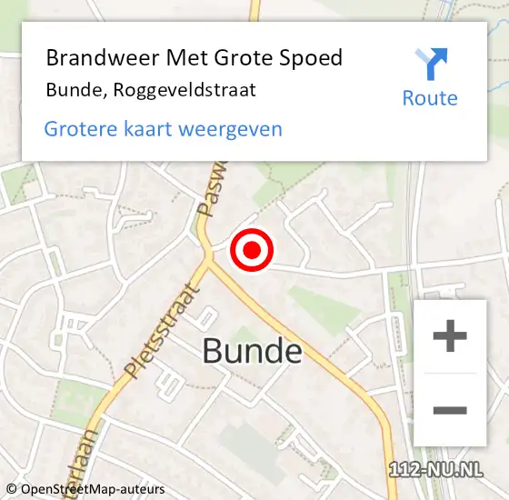 Locatie op kaart van de 112 melding: Brandweer Met Grote Spoed Naar Bunde, Roggeveldstraat op 2 mei 2024 12:12