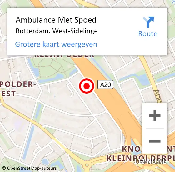 Locatie op kaart van de 112 melding: Ambulance Met Spoed Naar Rotterdam, West-Sidelinge op 2 mei 2024 12:13