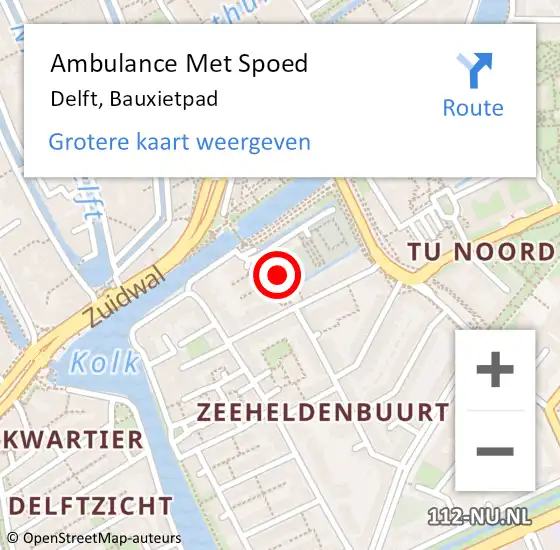 Locatie op kaart van de 112 melding: Ambulance Met Spoed Naar Delft, Bauxietpad op 2 mei 2024 12:15