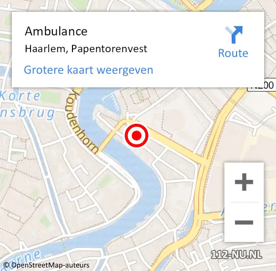 Locatie op kaart van de 112 melding: Ambulance Haarlem, Papentorenvest op 2 mei 2024 12:15