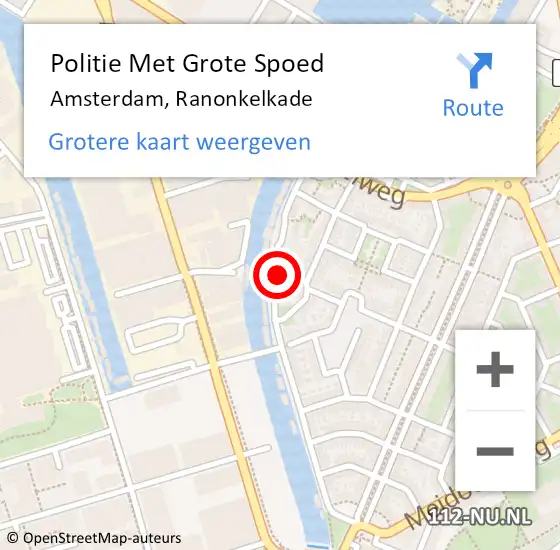 Locatie op kaart van de 112 melding: Politie Met Grote Spoed Naar Amsterdam, Ranonkelkade op 2 mei 2024 12:19