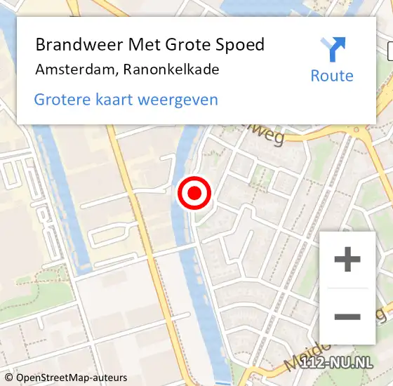Locatie op kaart van de 112 melding: Brandweer Met Grote Spoed Naar Amsterdam, Ranonkelkade op 2 mei 2024 12:19