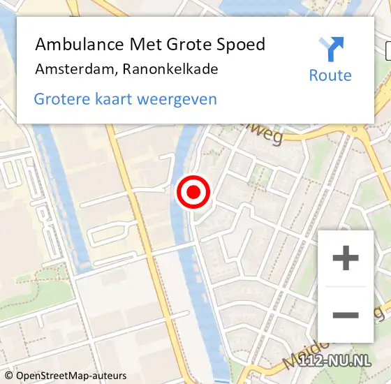 Locatie op kaart van de 112 melding: Ambulance Met Grote Spoed Naar Amsterdam, Ranonkelkade op 2 mei 2024 12:21