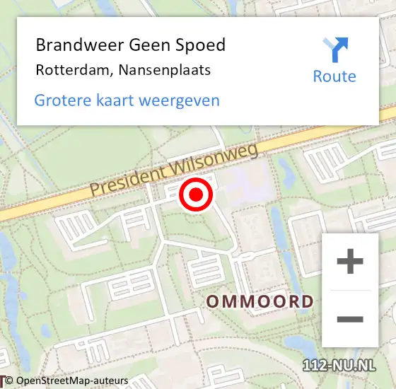 Locatie op kaart van de 112 melding: Brandweer Geen Spoed Naar Rotterdam, Nansenplaats op 2 mei 2024 12:25