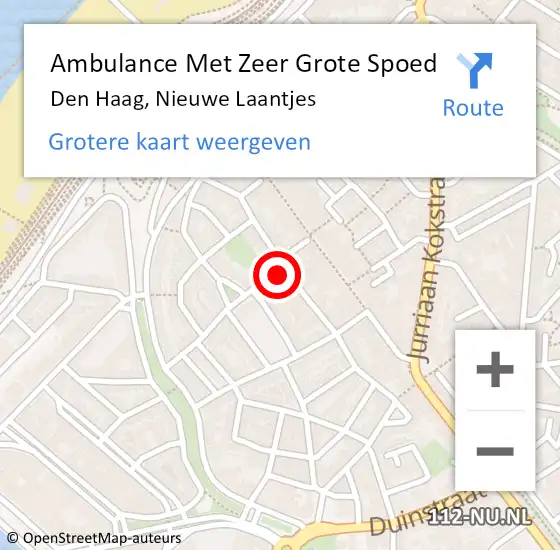 Locatie op kaart van de 112 melding: Ambulance Met Zeer Grote Spoed Naar Den Haag, Nieuwe Laantjes op 2 mei 2024 12:41