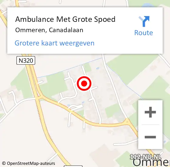 Locatie op kaart van de 112 melding: Ambulance Met Grote Spoed Naar Ommeren, Canadalaan op 4 oktober 2014 12:58