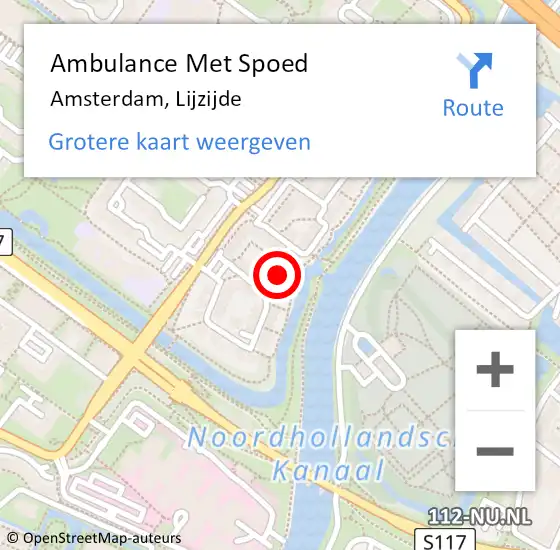Locatie op kaart van de 112 melding: Ambulance Met Spoed Naar Amsterdam, Lijzijde op 2 mei 2024 12:47