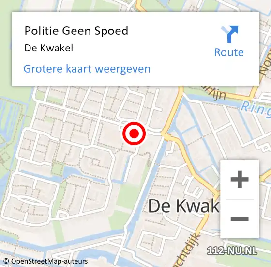 Locatie op kaart van de 112 melding: Politie Geen Spoed Naar De Kwakel op 2 mei 2024 12:56