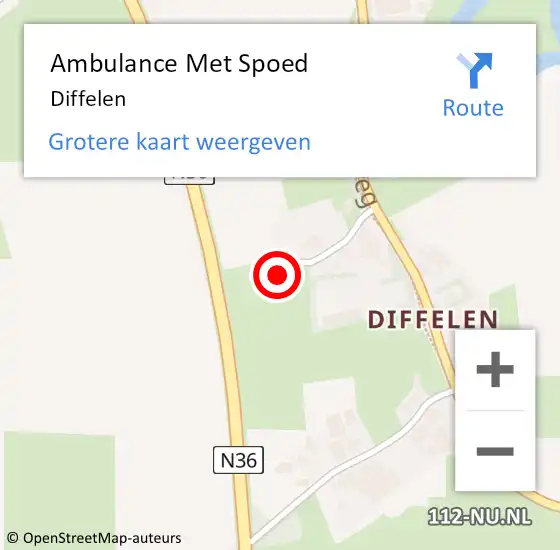 Locatie op kaart van de 112 melding: Ambulance Met Spoed Naar Diffelen op 2 mei 2024 13:03