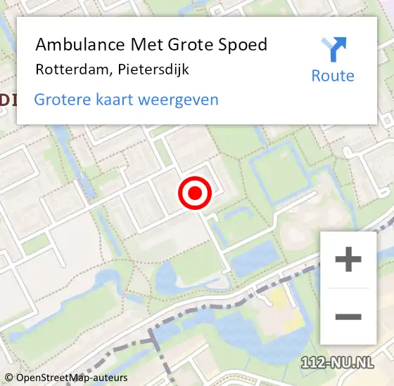Locatie op kaart van de 112 melding: Ambulance Met Grote Spoed Naar Rotterdam, Pietersdijk op 2 mei 2024 13:03
