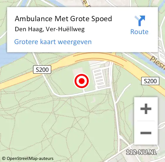 Locatie op kaart van de 112 melding: Ambulance Met Grote Spoed Naar Den Haag, Ver-Huëllweg op 2 mei 2024 13:09