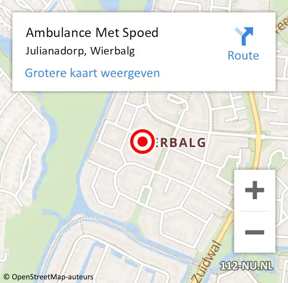 Locatie op kaart van de 112 melding: Ambulance Met Spoed Naar Julianadorp, Wierbalg op 2 mei 2024 13:11