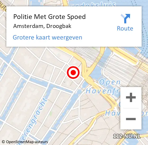 Locatie op kaart van de 112 melding: Politie Met Grote Spoed Naar Amsterdam, Droogbak op 2 mei 2024 13:16