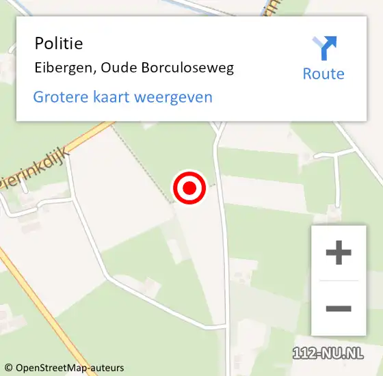 Locatie op kaart van de 112 melding: Politie Eibergen, Oude Borculoseweg op 2 mei 2024 13:31