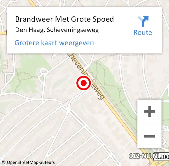 Locatie op kaart van de 112 melding: Brandweer Met Grote Spoed Naar Den Haag, Scheveningseweg op 2 mei 2024 13:34