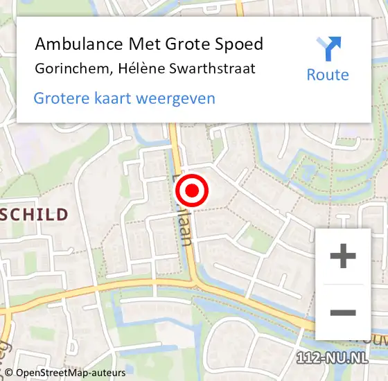 Locatie op kaart van de 112 melding: Ambulance Met Grote Spoed Naar Gorinchem, Hélène Swarthstraat op 2 mei 2024 13:54