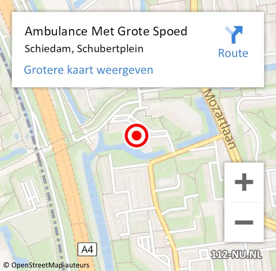 Locatie op kaart van de 112 melding: Ambulance Met Grote Spoed Naar Schiedam, Schubertplein op 2 mei 2024 14:03
