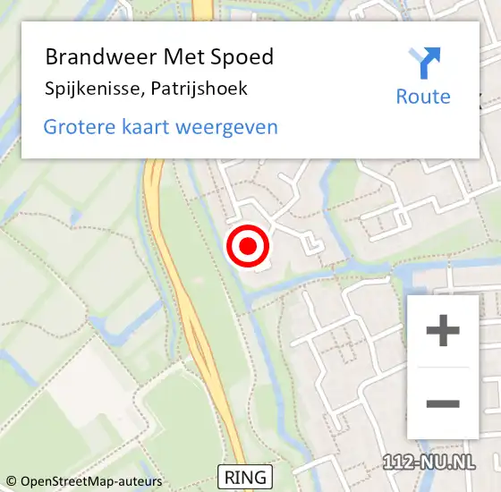 Locatie op kaart van de 112 melding: Brandweer Met Spoed Naar Spijkenisse, Patrijshoek op 2 mei 2024 14:04