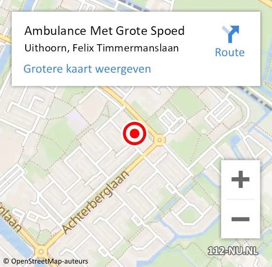 Locatie op kaart van de 112 melding: Ambulance Met Grote Spoed Naar Uithoorn, Felix Timmermanslaan op 2 mei 2024 14:06