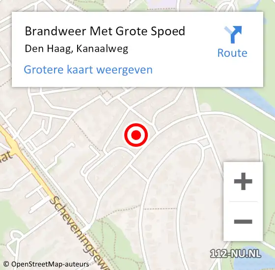 Locatie op kaart van de 112 melding: Brandweer Met Grote Spoed Naar Den Haag, Kanaalweg op 2 mei 2024 14:07