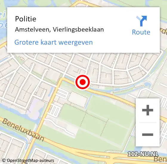 Locatie op kaart van de 112 melding: Politie Amstelveen, Vierlingsbeeklaan op 4 oktober 2014 13:12