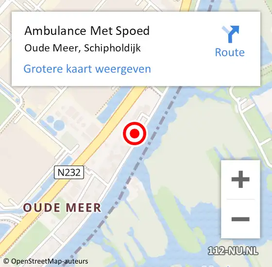 Locatie op kaart van de 112 melding: Ambulance Met Spoed Naar Oude Meer, Schipholdijk op 2 mei 2024 14:17