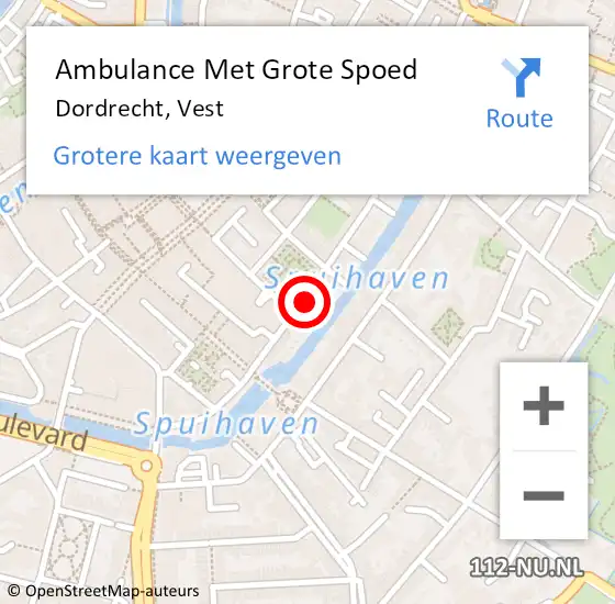 Locatie op kaart van de 112 melding: Ambulance Met Grote Spoed Naar Dordrecht, Vest op 2 mei 2024 14:23