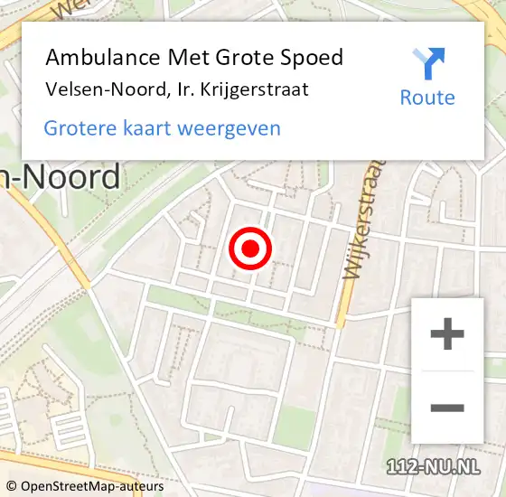 Locatie op kaart van de 112 melding: Ambulance Met Grote Spoed Naar Velsen-Noord, Ir. Krijgerstraat op 2 mei 2024 14:26
