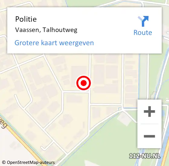 Locatie op kaart van de 112 melding: Politie Vaassen, Talhoutweg op 2 mei 2024 14:29