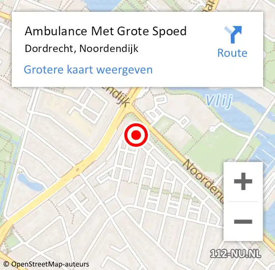 Locatie op kaart van de 112 melding: Ambulance Met Grote Spoed Naar Dordrecht, Noordendijk op 2 mei 2024 14:42