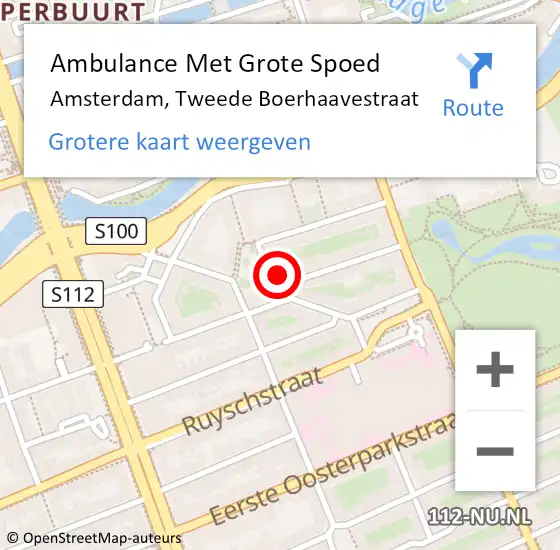 Locatie op kaart van de 112 melding: Ambulance Met Grote Spoed Naar Amsterdam, Tweede Boerhaavestraat op 2 mei 2024 14:49