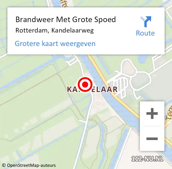 Locatie op kaart van de 112 melding: Brandweer Met Grote Spoed Naar Rotterdam, Kandelaarweg op 2 mei 2024 15:01