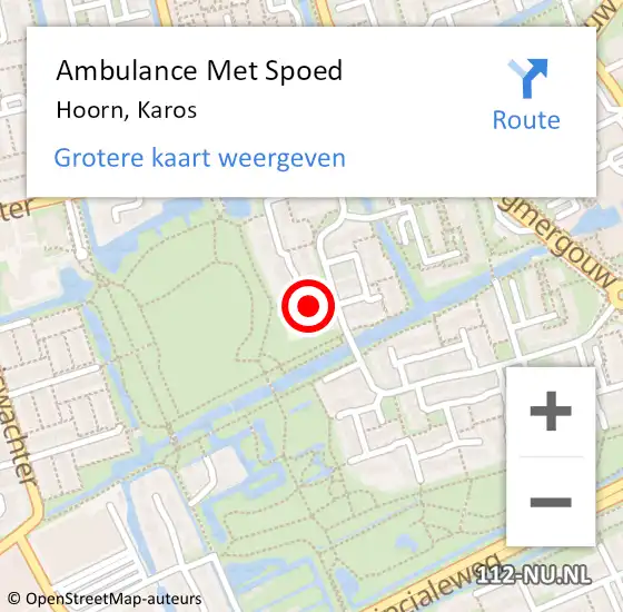 Locatie op kaart van de 112 melding: Ambulance Met Spoed Naar Hoorn, Karos op 2 mei 2024 15:01