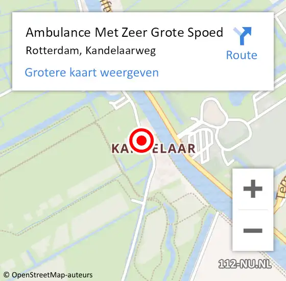 Locatie op kaart van de 112 melding: Ambulance Met Zeer Grote Spoed Naar Rotterdam, Kandelaarweg op 2 mei 2024 15:02