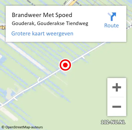 Locatie op kaart van de 112 melding: Brandweer Met Spoed Naar Gouderak, Gouderakse Tiendweg op 4 oktober 2014 13:21