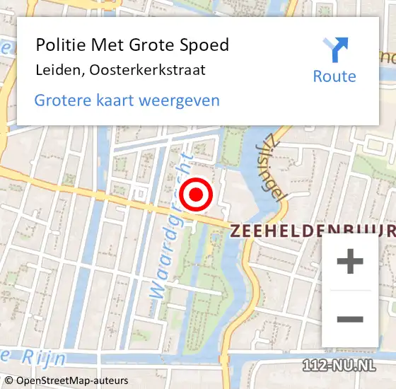 Locatie op kaart van de 112 melding: Politie Met Grote Spoed Naar Leiden, Oosterkerkstraat op 2 mei 2024 15:25