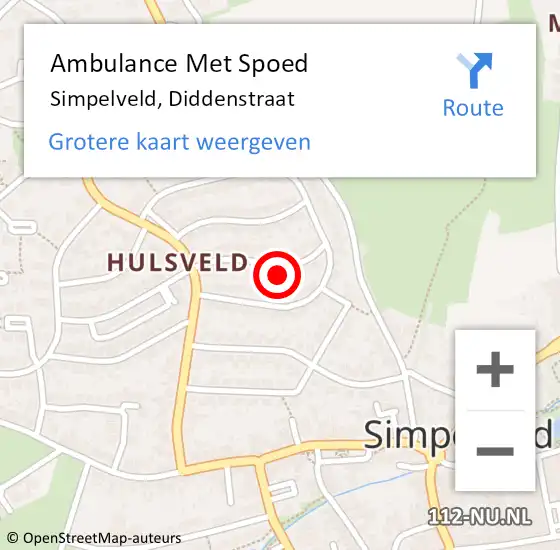 Locatie op kaart van de 112 melding: Ambulance Met Spoed Naar Simpelveld, Diddenstraat op 4 oktober 2014 13:24