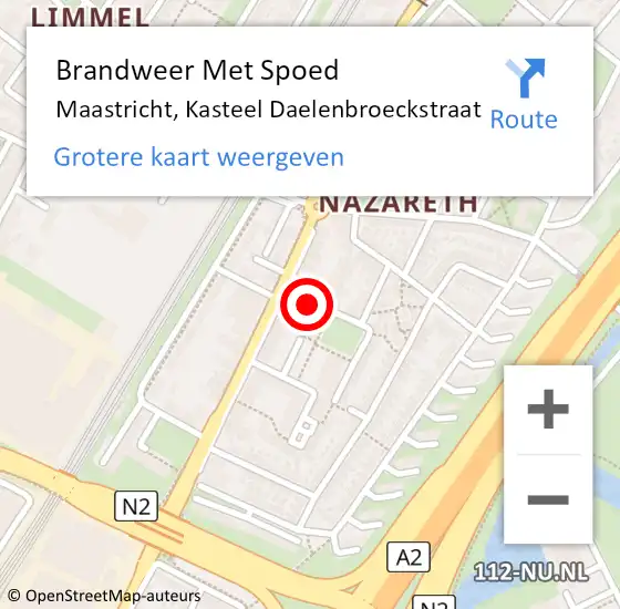 Locatie op kaart van de 112 melding: Brandweer Met Spoed Naar Maastricht, Kasteel Daelenbroeckstraat op 2 mei 2024 15:30