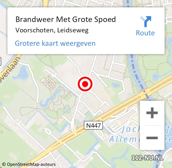 Locatie op kaart van de 112 melding: Brandweer Met Grote Spoed Naar Voorschoten, Leidseweg op 2 mei 2024 15:31