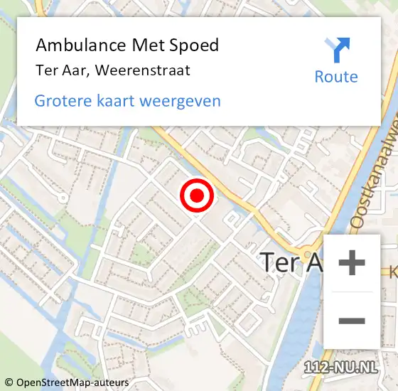 Locatie op kaart van de 112 melding: Ambulance Met Spoed Naar Ter Aar, Weerenstraat op 4 oktober 2014 13:25