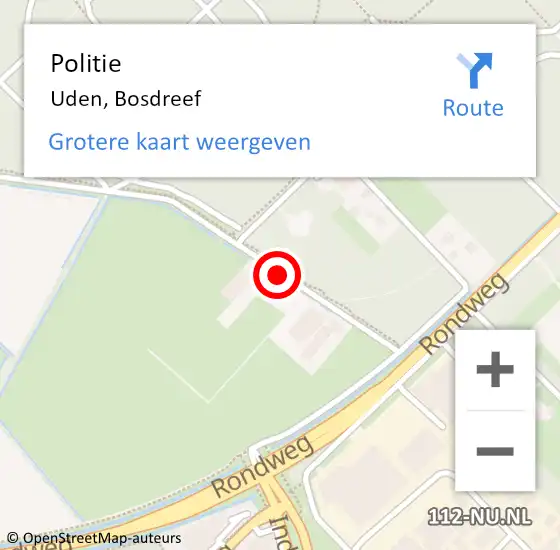 Locatie op kaart van de 112 melding: Politie Uden, Bosdreef op 2 mei 2024 15:35