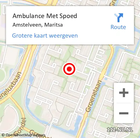 Locatie op kaart van de 112 melding: Ambulance Met Spoed Naar Amstelveen, Maritsa op 2 mei 2024 15:40