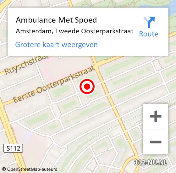 Locatie op kaart van de 112 melding: Ambulance Met Spoed Naar Amsterdam, Tweede Oosterparkstraat op 2 mei 2024 15:45