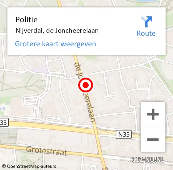 Locatie op kaart van de 112 melding: Politie Nijverdal, de Joncheerelaan op 2 mei 2024 15:51